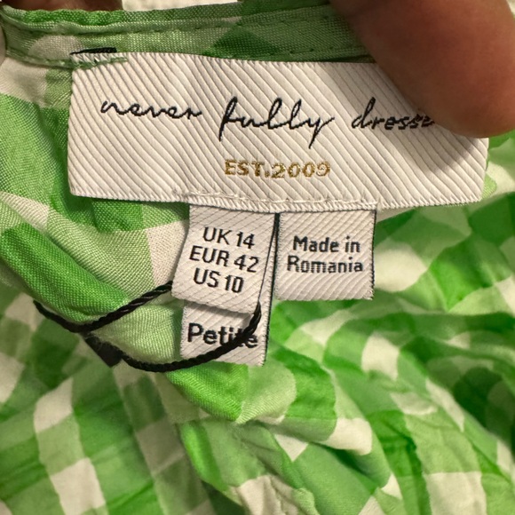 NWT NEVER FULLY DRESSED check Green Gingham Wrap Dress size 10 petite - Picture 2 of 5